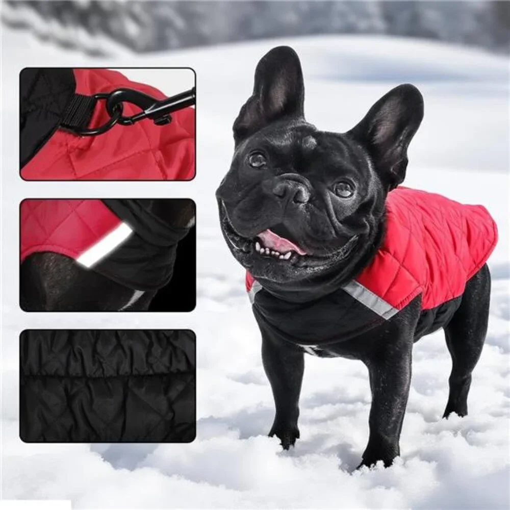 Reversible Waterproof Dog Coat Adjustable Winter Jacket for Small Dogs